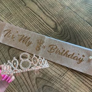 Sparkling Gold Birthday Tiara and Sash Set